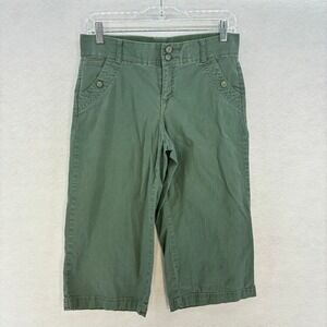Dockers Olive Green Capri Cropped Pants Women's Size 4 Casual Buttoned‎ Pockets